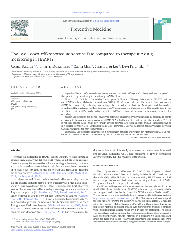 (pdf) how well does self-reported adherence fare compared to