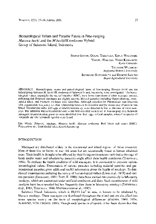 (PDF) Hematological values and parasite fauna in free-rangingMacaca ...