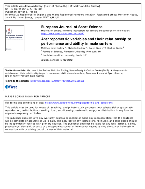 (PDF) Anthropometric variables and their relationship to performance ...