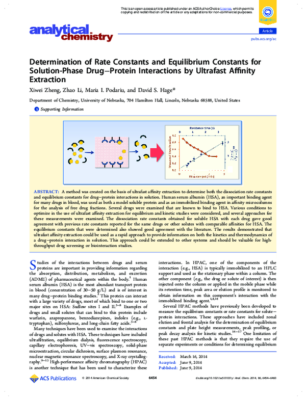 (PDF) Determination of rate constants and equilibrium constants for ...