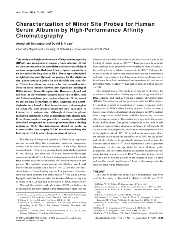 (PDF) Characterization of Minor Site Probes for Human Serum Albumin by