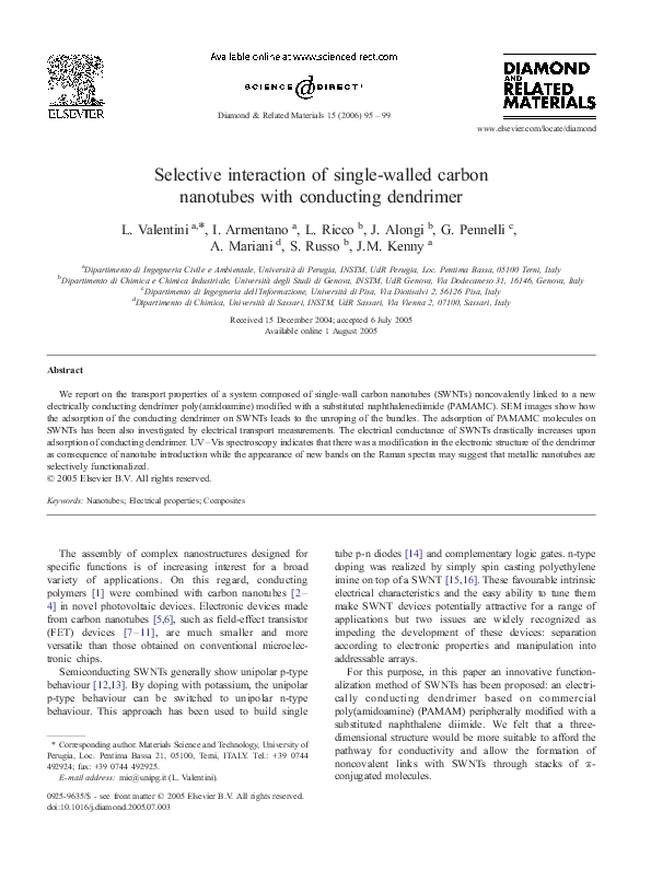 (PDF) Selective interaction of single-walled carbon nanotubes with ...