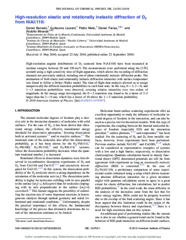 (PDF) High-resolution elastic and rotationally inelastic diffraction of ...