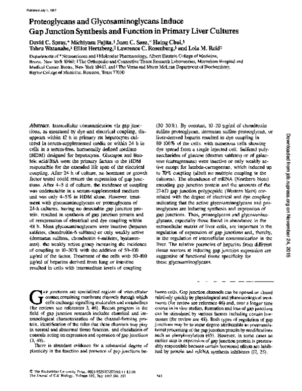 (PDF) Proteoglycans and glycosaminoglycans induce gap junction ...