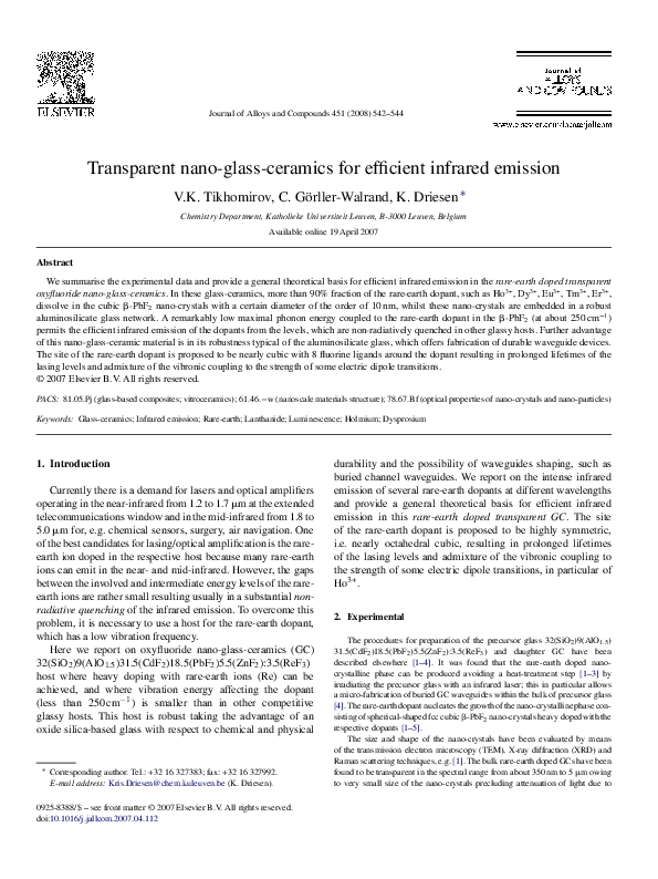 (PDF) Structure and Luminescence Properties of Transparent Germanate