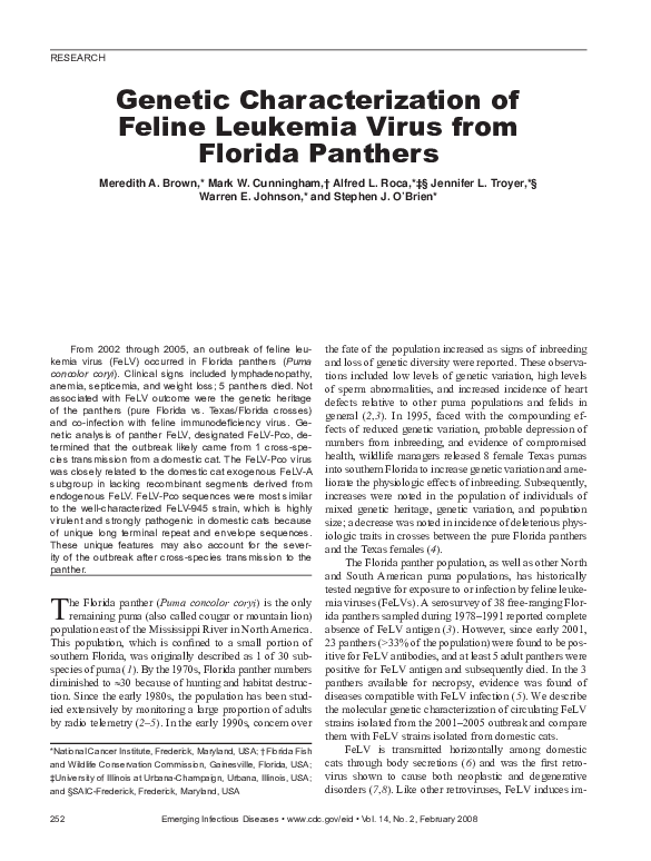 Photo inspiration: Picture Idea: Pdf Genetic Characterization Of Feline Leukemia Virus From Florida