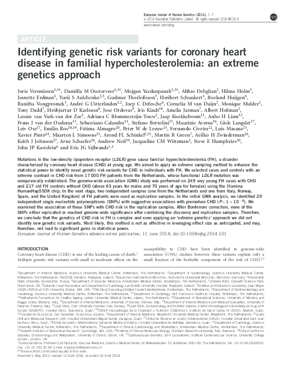 (PDF) Identifying genetic risk variants for coronary heart disease in ...
