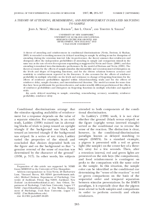 (PDF) A Theory of Attending, Remembering, and Reinforcement in Delayed ...