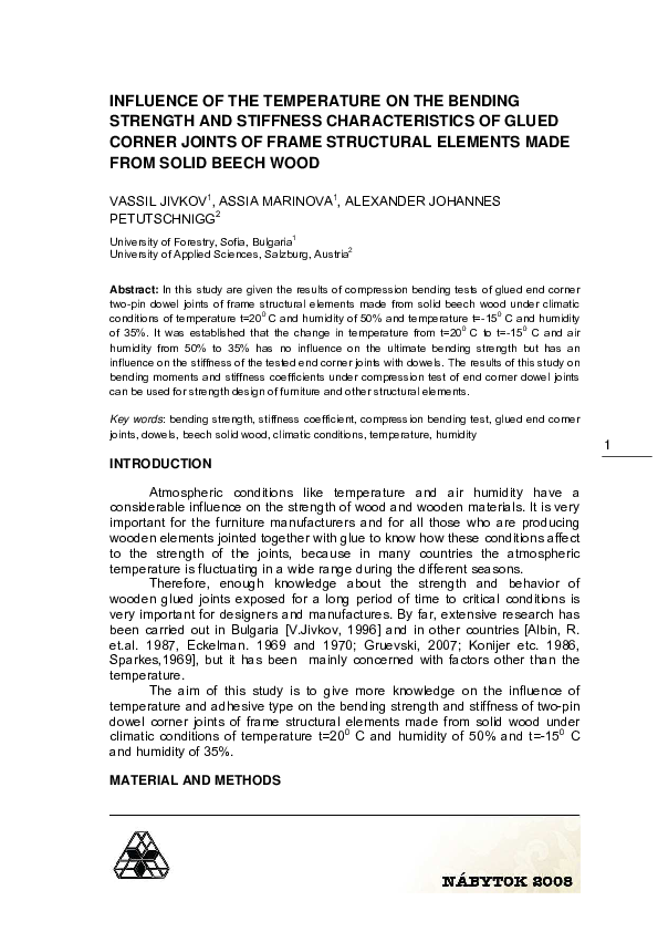 (PDF) Influence of the Temperature on the Bending Strength and ...