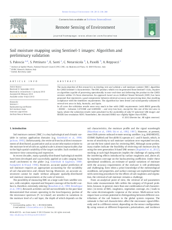 (PDF) A prototype ann based algorithm for the soil moisture retrieval ...