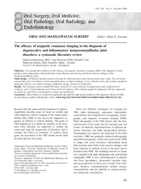 (PDF) The efficacy of magnetic resonance imaging in the diagnosis of ...