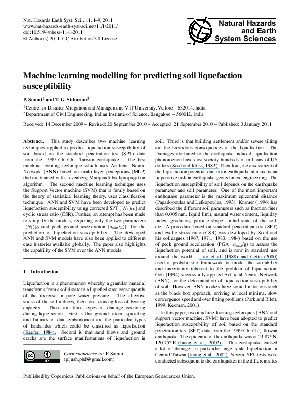(PDF) Machine learning modelling for predicting soil liquefaction ...