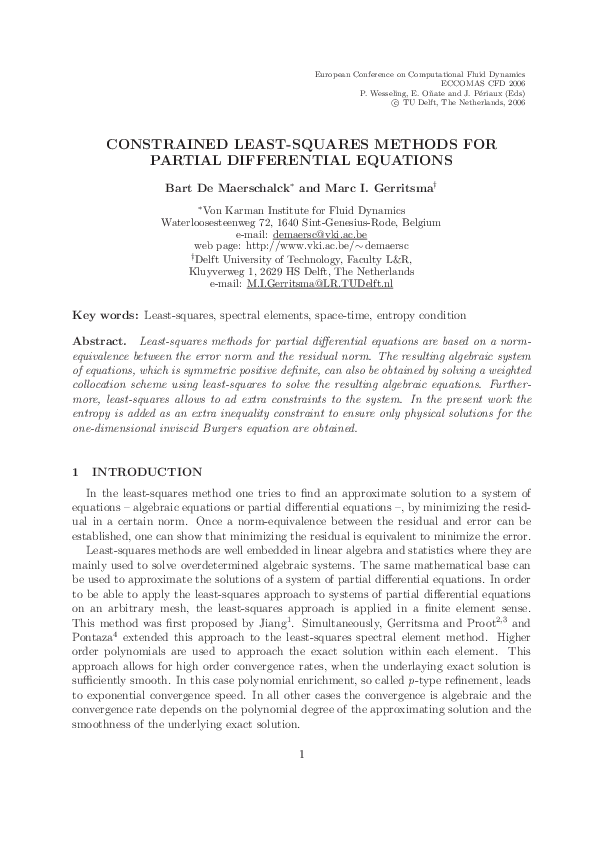 (PDF) Constrained Least-Squares Methods for Partial Differential ...