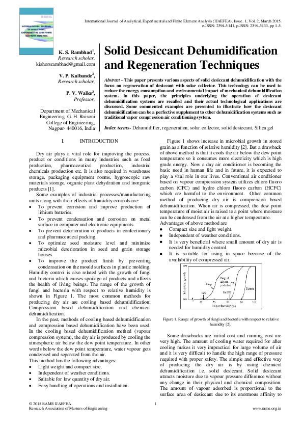 (PDF) Solid Desiccant Dehumidification and Regeneration Techniques