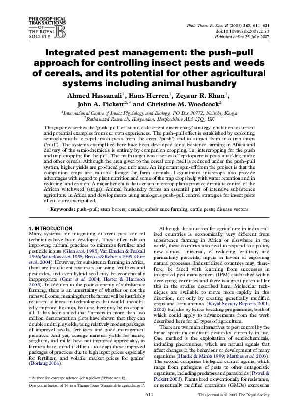 (PDF) Integrated pest management: the push-pull approach for ...