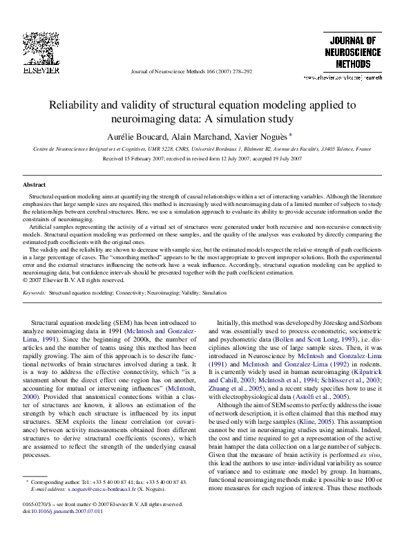 (PDF) Reliability and validity of structural equation modeling applied ...
