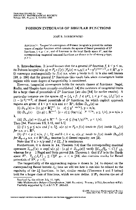 (PDF) Poisson Integrals of Regular Functions