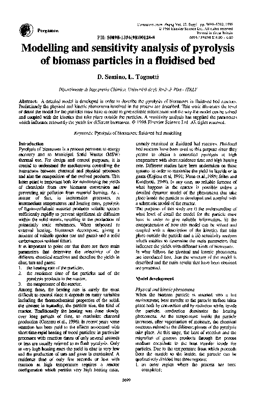 (PDF) Modelling and sensitivity analysis of pyrolysis of biomass ...
