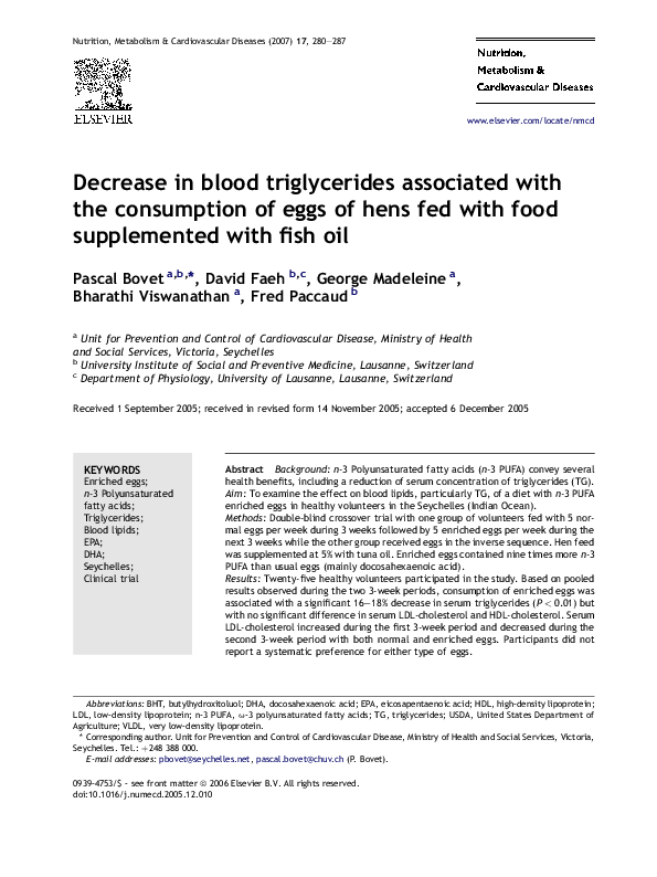 (PDF) Decrease in blood triglycerides associated with the consumption