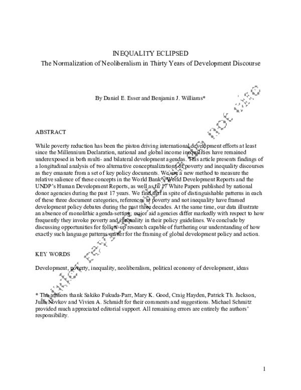 (PDF) Inequality Eclipsed: The Normalization of Neoliberalism in Thirty ...