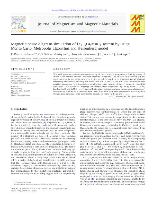 (PDF) phase diagram simulation of La1−xCaxMnO3 system by using