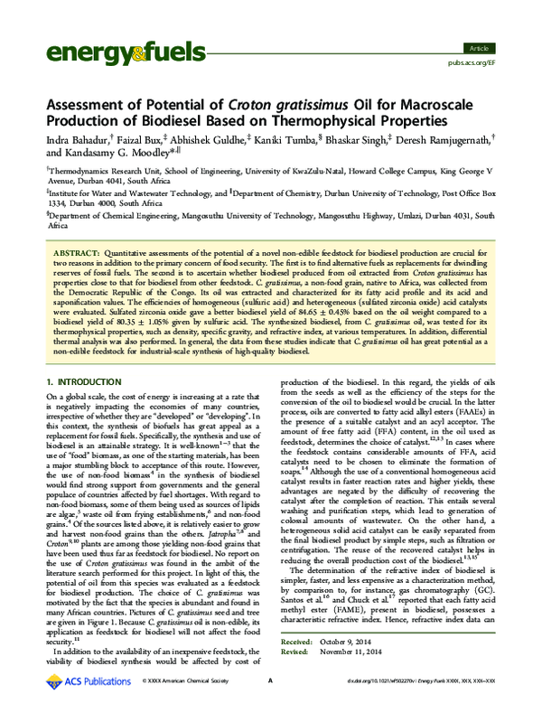 (PDF) Assessment of Potential of Croton gratissimus Oil for Macroscale ...