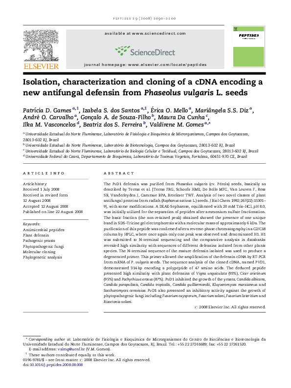 (PDF) Isolation, characterization and cloning of a cDNA encoding a new ...
