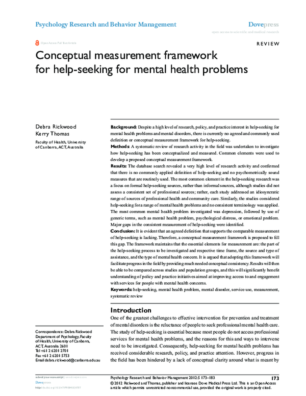 (PDF) Conceptual measurement framework for help-seeking for mental ...