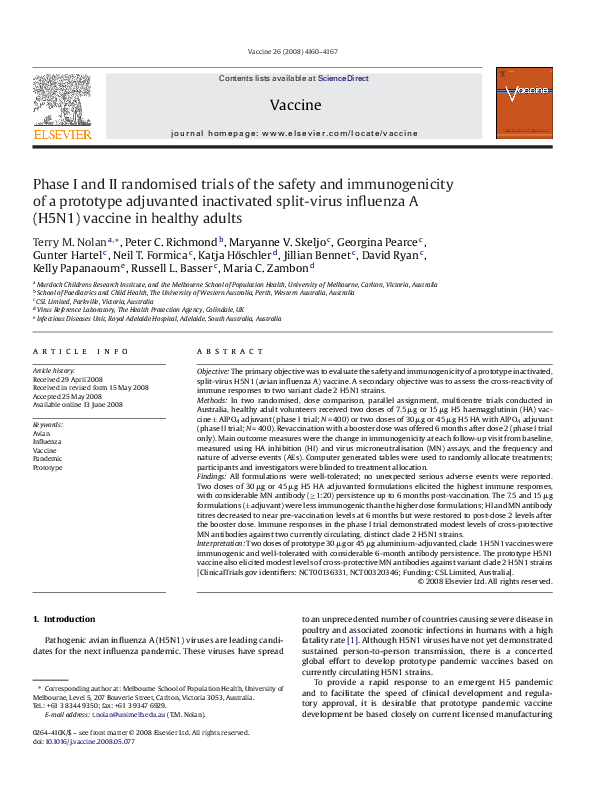 (PDF) Phase I and II randomised trials of the safety and immunogenicity ...