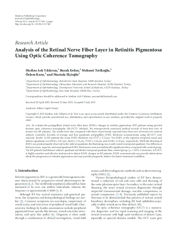 (PDF) Analysis of the Retinal Nerve Fiber Layer in Retinitis Pigmentosa ...