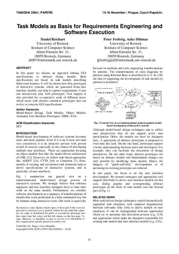 (PDF) Task models as basis for requirements engineering and software ...