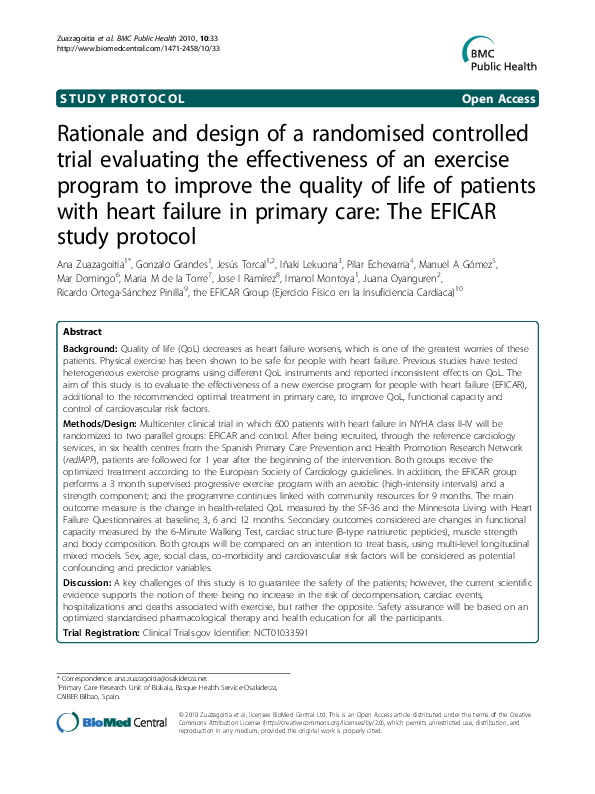 (PDF) Rationale and design of a randomised controlled trial evaluating ...
