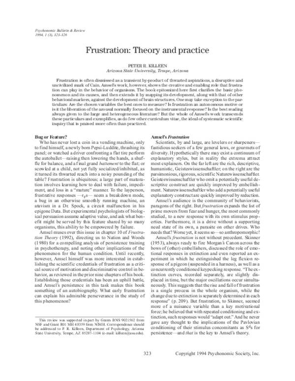 (PDF) Frustration: Theory and practice