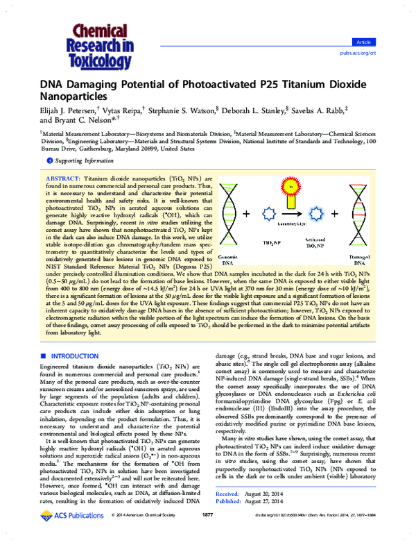 (PDF) DNA Damaging Potential of Photoactivated P25 Titanium Dioxide ...