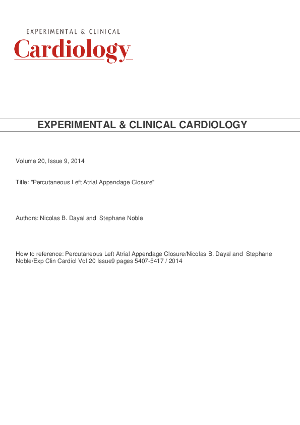 (PDF) Percutaneous left atrial appendage closure