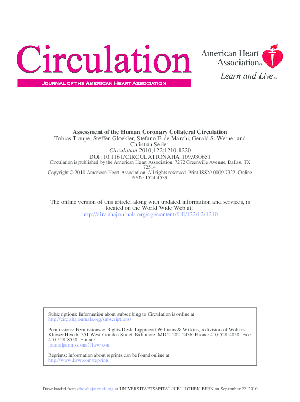 (PDF) Assessment of the Human Coronary Collateral Circulation