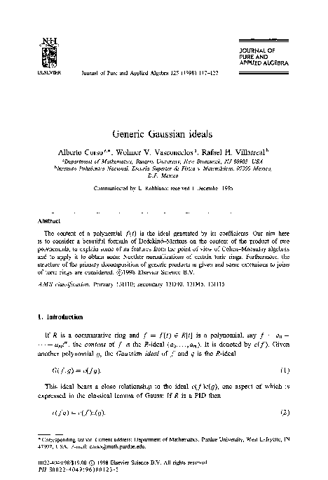 (PDF) Generic Gaussian ideals