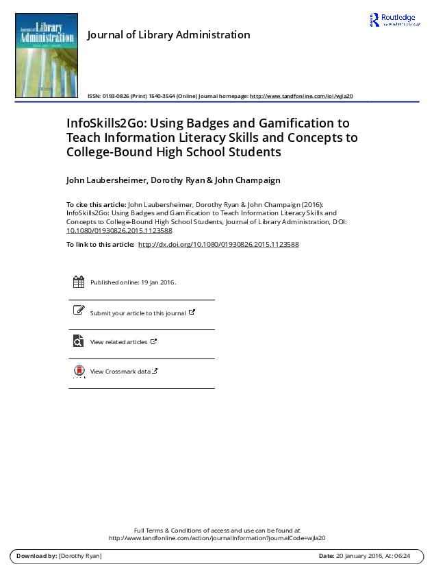 (PDF) InfoSkills2Go Using Badges and Gamification to Teach Information