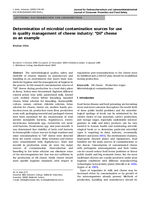 (PDF) Determination of microbial contamination sources for use in ...
