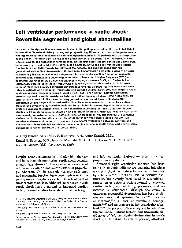 (PDF) Left ventricular performance in septic shock: Reversible ...