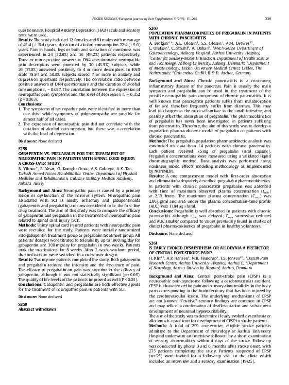 (PDF) S258 Gabapentin vs. Pregabalin for the Treatment of Neuropathic ...