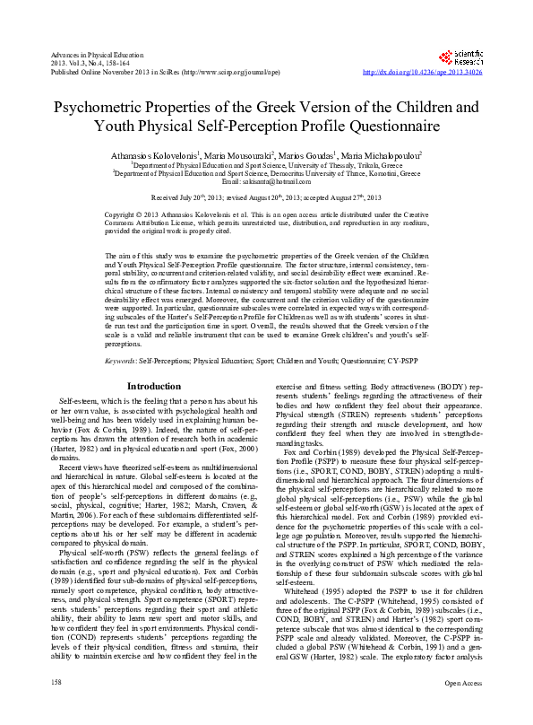 (PDF) Psychometric Properties of the Greek Version of the Children and ...