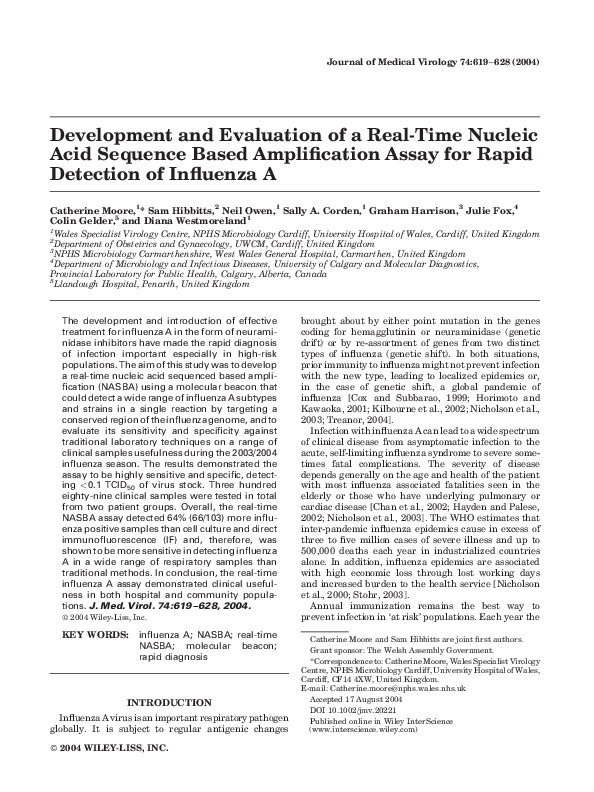 (PDF) Development and evaluation of a real-time nucleic acid sequence ...