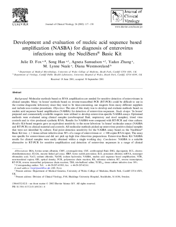 (PDF) Development and evaluation of nucleic acid sequence based