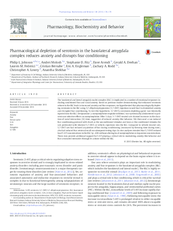 (PDF) Pharmacological depletion of serotonin in the basolateral ...