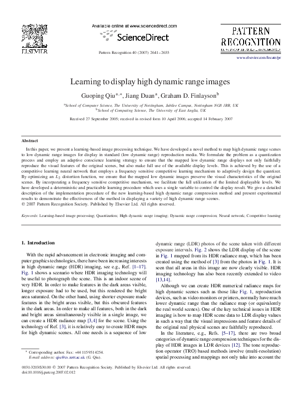 (PDF) Learning to display high dynamic range images