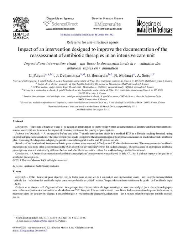 (PDF) Impact of an intervention designed to improve the documentation ...