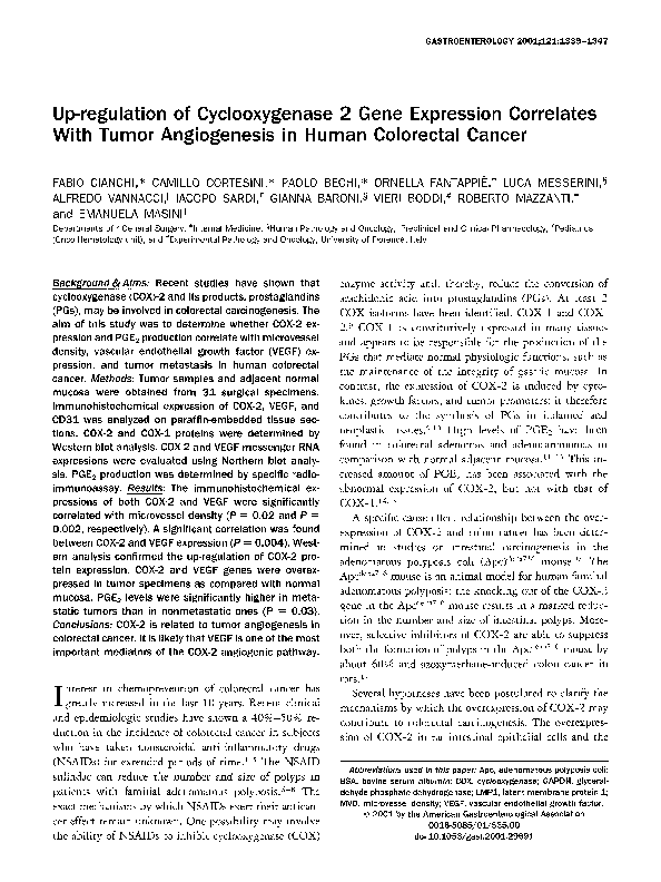 (PDF) Up-regulation of cyclooxygenase 2 gene expression correlates with ...