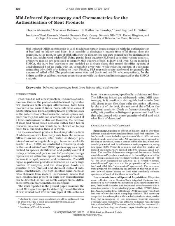 (PDF) Mid-Infrared Spectroscopy and Chemometrics for the Authentication ...