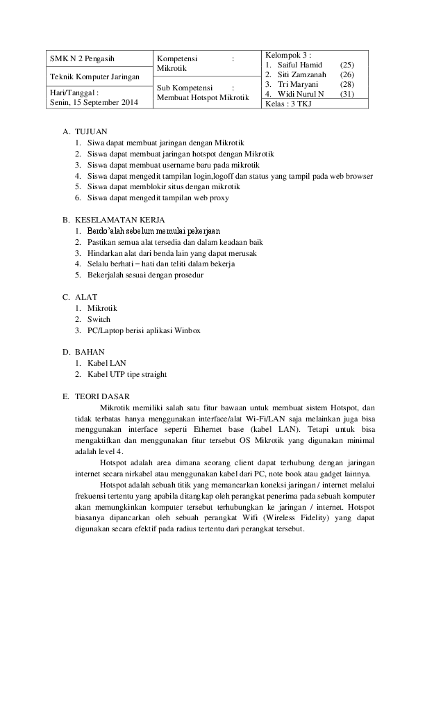 Pdf Laporan Praktek Mikrotik